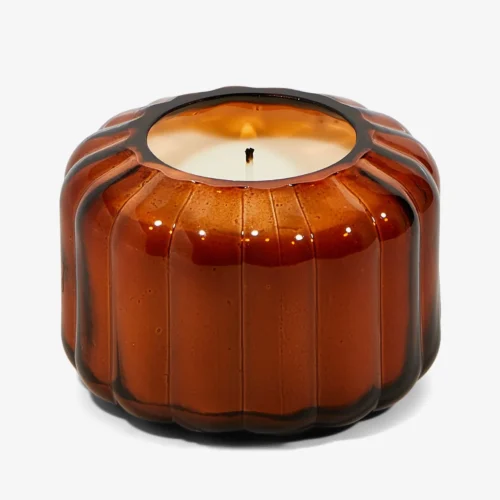 Ripple Glass Votive Candle – Tobacco